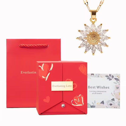 Red Acrylic Sunflower Jewelry Gift Box with Clear Window – Secure Closure