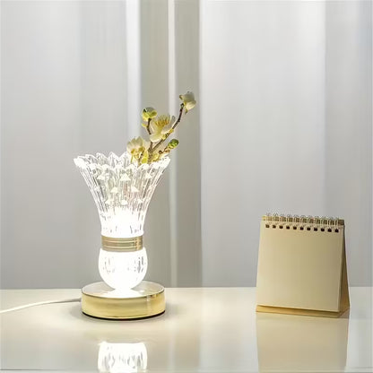 Modern Crystal Vase Table Lamp – Adjustable Warm Light, USB Plug-In Decor