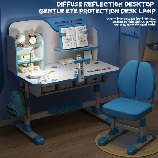 Adjustable Kids Study Desk & Chair Set – Blue Astronaut Theme
