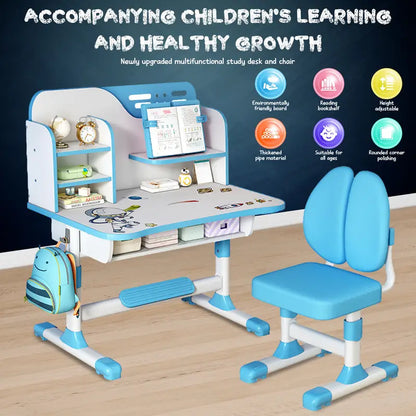 Adjustable Kids Study Desk & Chair Set – Blue Astronaut Theme