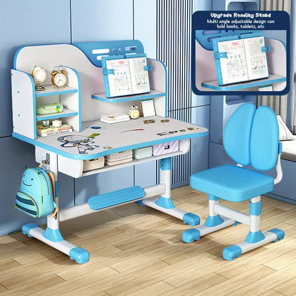 Adjustable Kids Study Desk & Chair Set – Blue Astronaut Theme