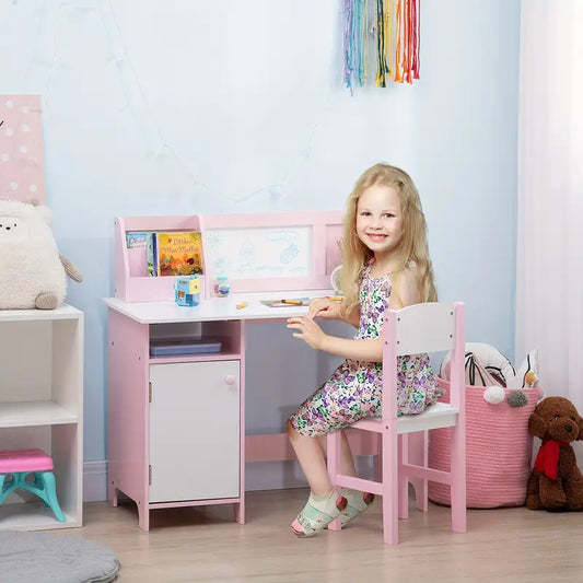 Kids Vanity Set – Pink Princess Makeup Table with Mirror & Chair (Ages 3–7)