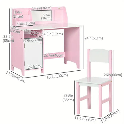 Kids Vanity Set – Pink Princess Makeup Table with Mirror & Chair (Ages 3–7)
