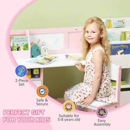 Kids Vanity Set – Pink Princess Makeup Table with Mirror & Chair (Ages 3–7)